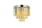 Sydney 9-Light Flush Mount in Polished Nickel with Golden Teak (Smoky) Royal Cut Crystal