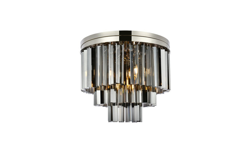 Sydney 9-Light Flush Mount in Polished Nickel with Silver Shade (Grey) Royal Cut Crystal