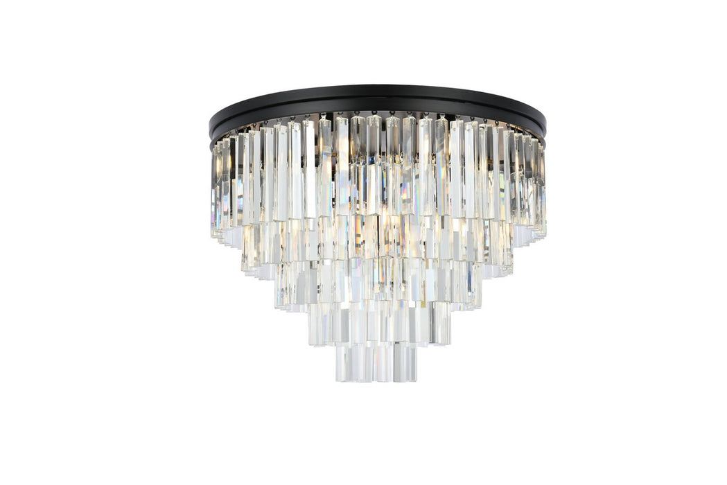 Sydney 17-Light Flush Mount in Matte Black with Clear Royal Cut Crystal