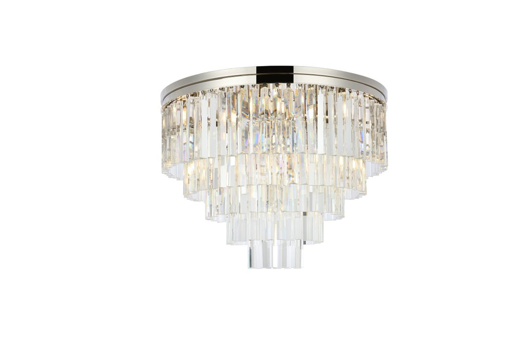 Sydney 17-Light Flush Mount in Polished Nickel with Clear Royal Cut Crystal