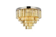 Sydney 17-Light Flush Mount in Polished Nickel with Golden Teak (Smoky) Royal Cut Crystal