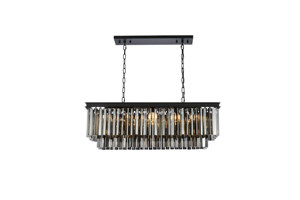 Sydney 12-Light Chandelier in Matte Black with Silver Shade (Grey) Royal Cut Crystal