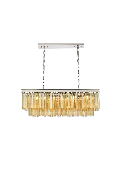 Sydney 12-Light Chandelier in Polished Nickel with Golden Teak (Smoky) Royal Cut Crystal