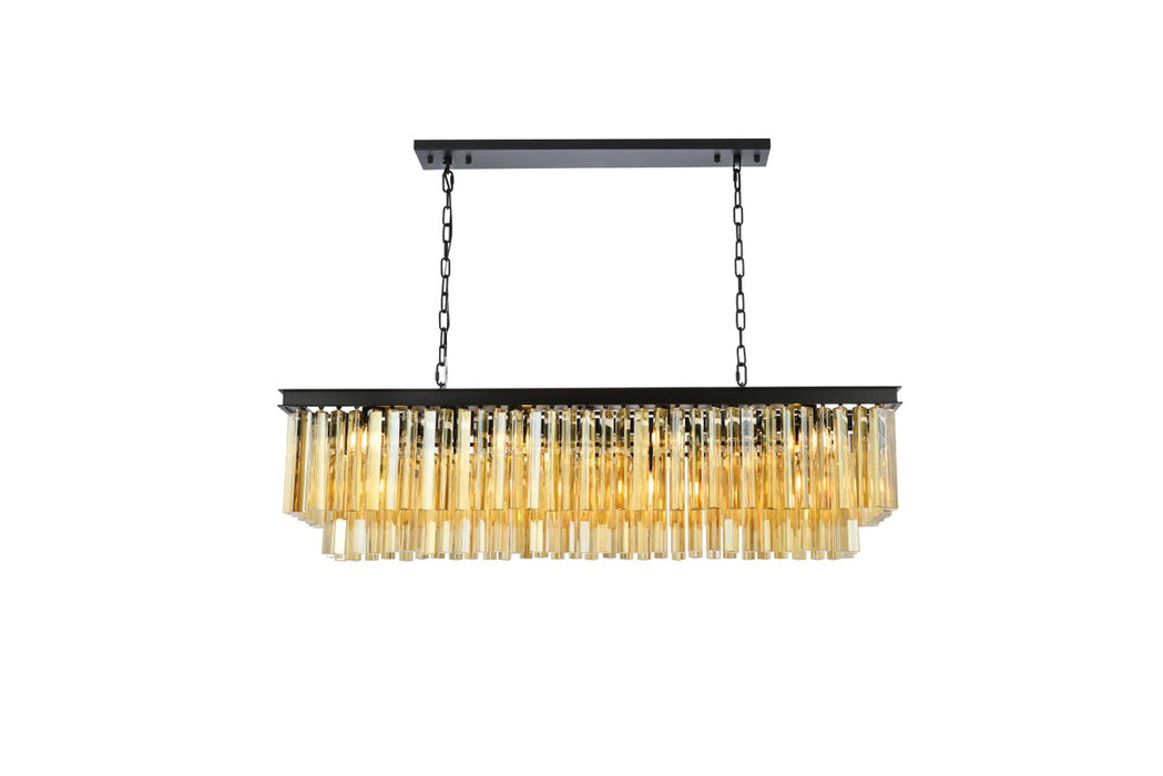Sydney 12-Light Chandelier in Matte Black with Golden Teak (Smoky) Royal Cut Crystal