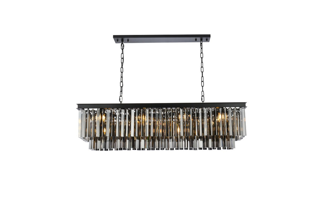 Sydney 12-Light Chandelier in Matte Black with Silver Shade (Grey) Royal Cut Crystal