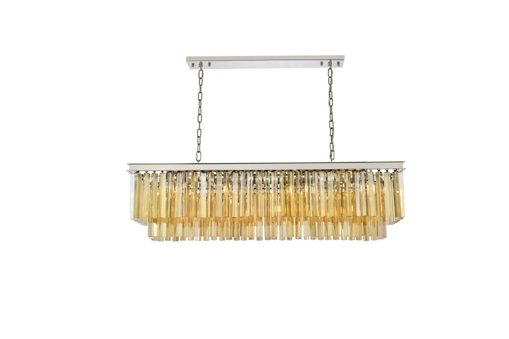 Sydney 12-Light Chandelier in Polished Nickel with Golden Teak (Smoky) Royal Cut Crystal
