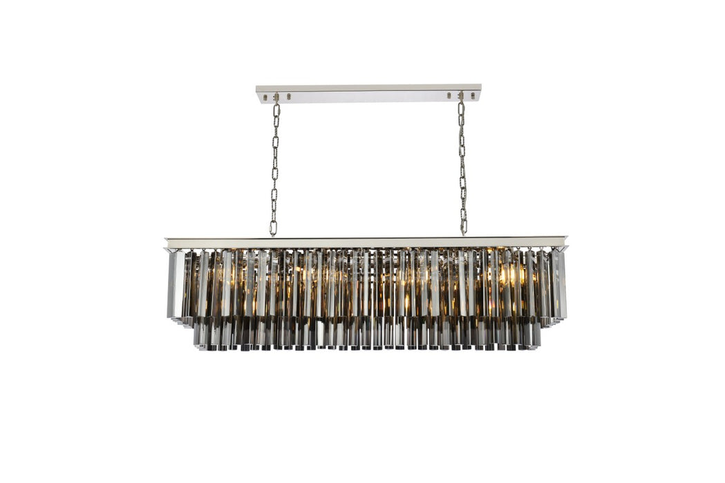 Sydney 12-Light Chandelier in Polished Nickel with Silver Shade (Grey) Royal Cut Crystal