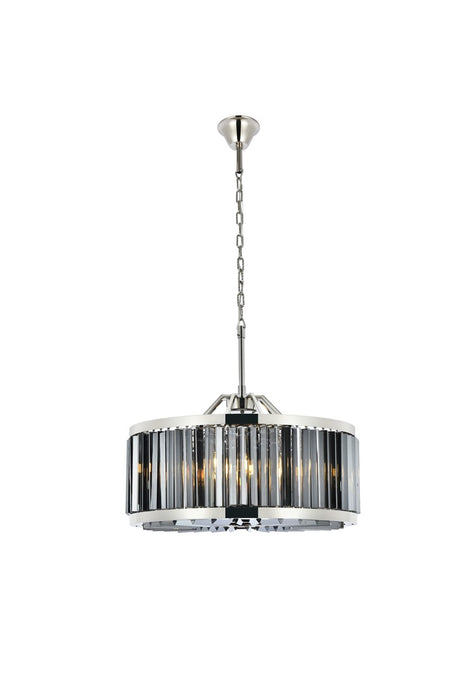 Chelsea 8-Light Chandelier in Polished Nickel with Silver Shade (Grey) Royal Cut Crystal