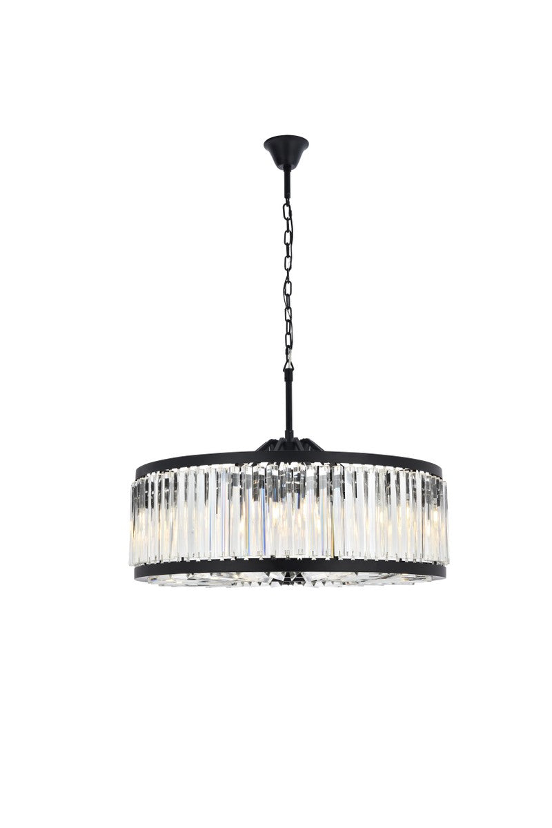 Chelsea 10-Light Chandelier in Matte Black with Clear Royal Cut Crystal