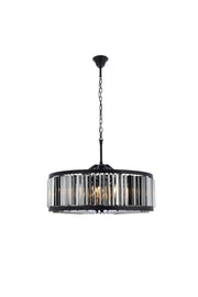Chelsea 10-Light Chandelier in Matte Black with Silver Shade (Grey) Royal Cut Crystal