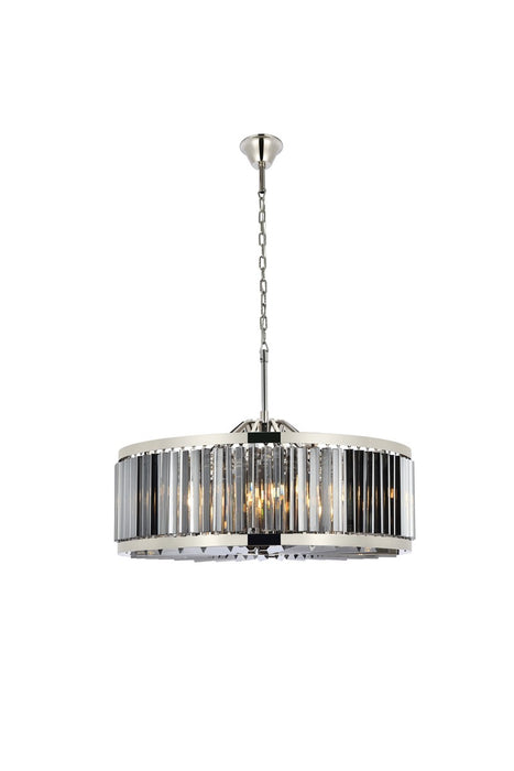 Chelsea 10-Light Chandelier in Polished Nickel with Silver Shade (Grey) Royal Cut Crystal