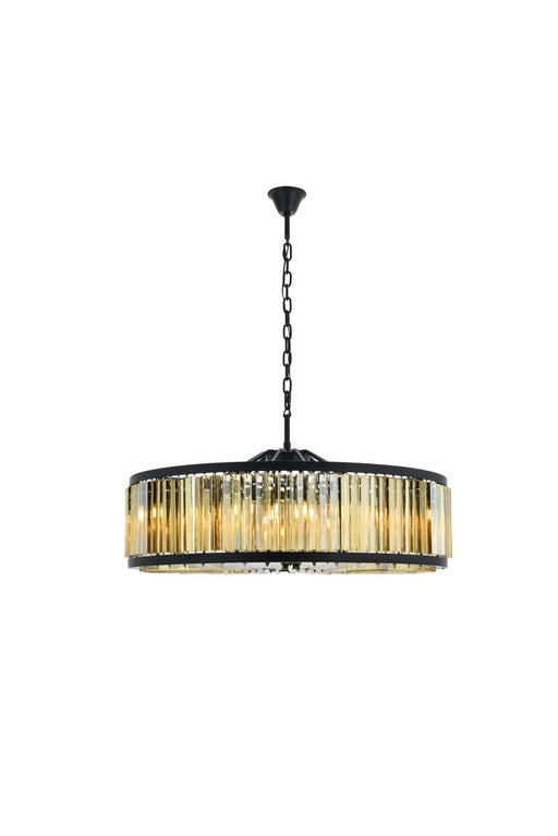 Chelsea 10-Light Chandelier in Matte Black with Golden Teak (Smoky) Royal Cut Crystal