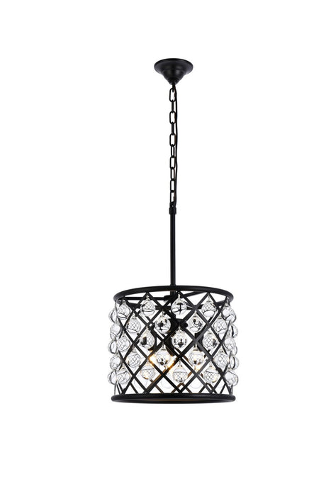 Madison 3-Light Pendant in Matte Black with Clear Royal Cut Crystal