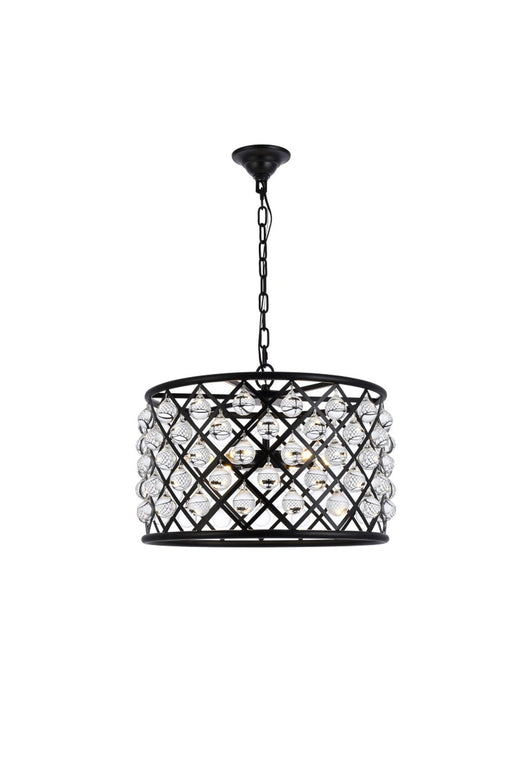 Madison 6-Light Pendant in Matte Black with Clear Royal Cut Crystal