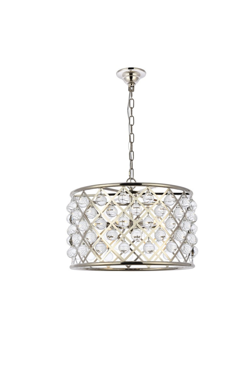 Madison 6-Light Pendant in Polished Nickel with Clear Royal Cut Crystal