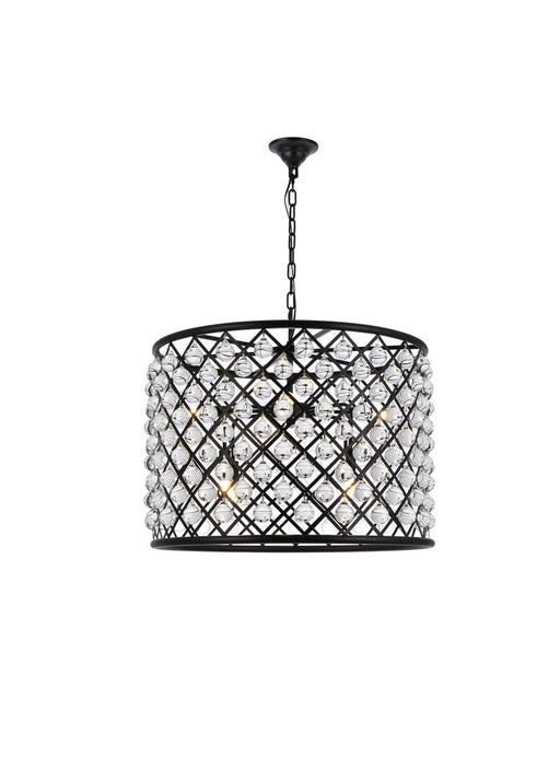 Madison 8-Light Chandelier in Matte Black with Clear Royal Cut Crystal