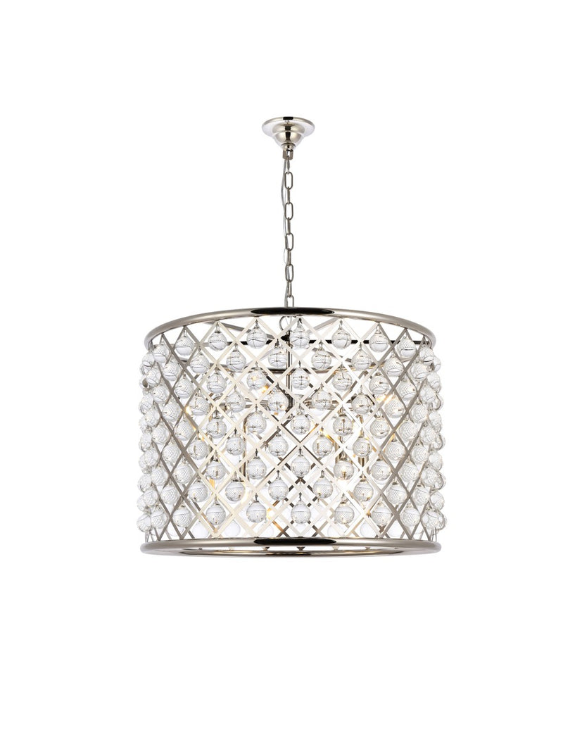 Madison 8-Light Chandelier in Polished Nickel with Clear Royal Cut Crystal