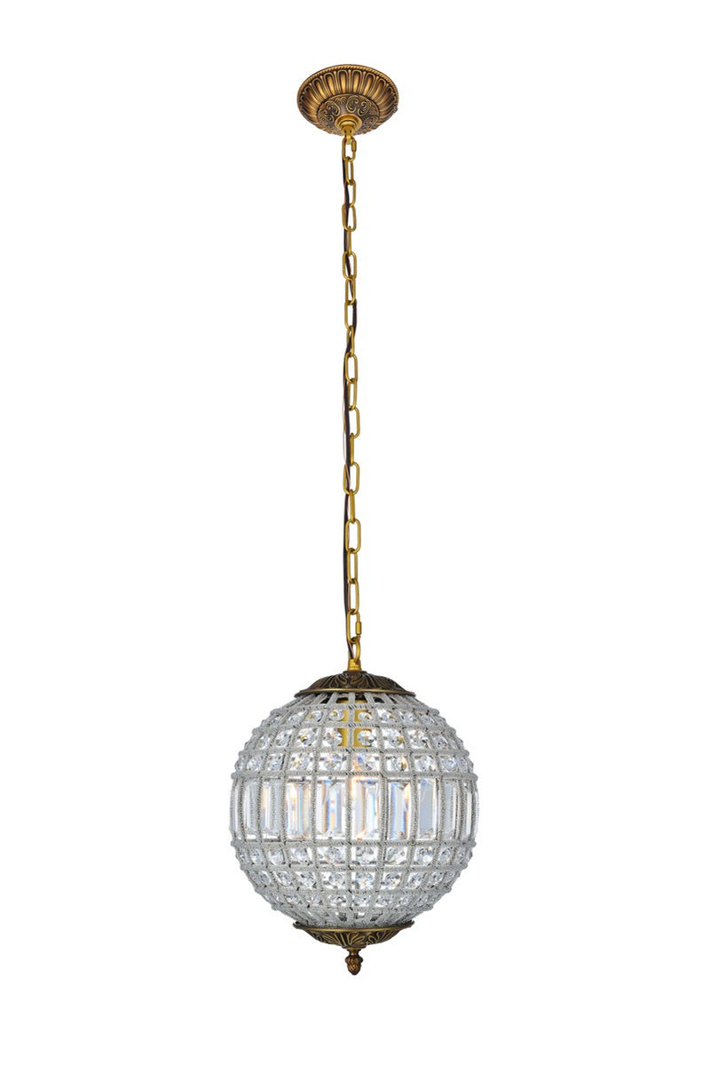 Olivia 1-Light Pendant in French Gold with Clear Royal Cut Crystal