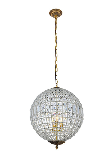 Olivia 3-Light Pendant in French Gold with Clear Royal Cut Crystal