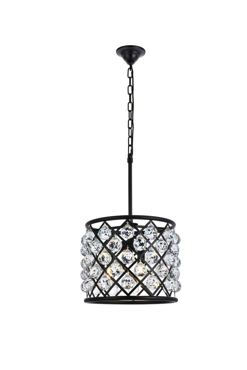 Madison 4-Light Pendant in Matte Black with Clear Royal Cut Crystal