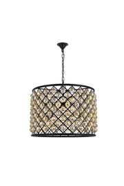 Madison 8-Light Chandelier in Matte Black with Golden Teak (Smoky) Royal Cut Crystal
