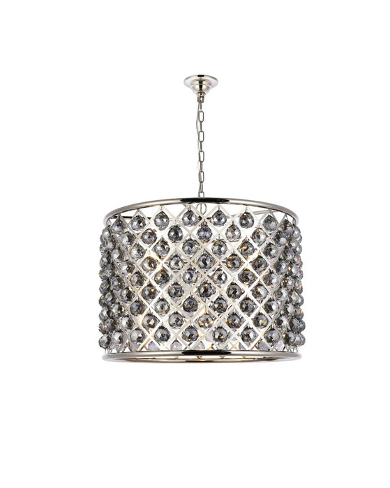 Madison 8-Light Chandelier in Polished Nickel with Silver Shade (Grey) Royal Cut Crystal