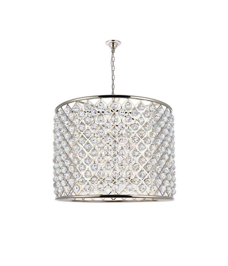 Madison 12-Light Chandelier in Polished Nickel with Clear Royal Cut Crystal
