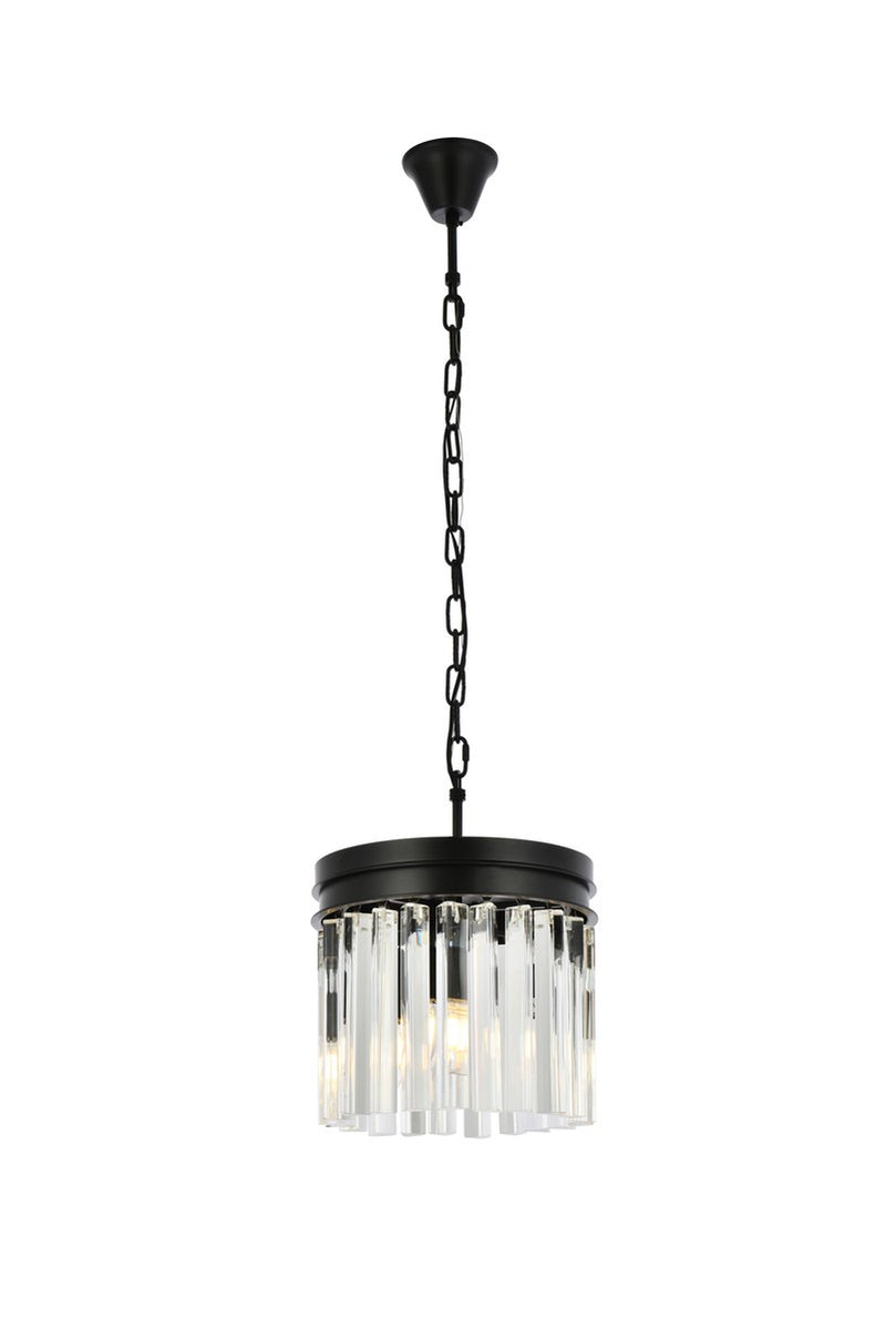 Sydney 3-Light Pendant in Matte Black with Clear Royal Cut Crystal