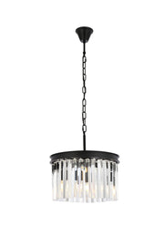 Sydney 3-Light Pendant in Matte Black with Clear Royal Cut Crystal