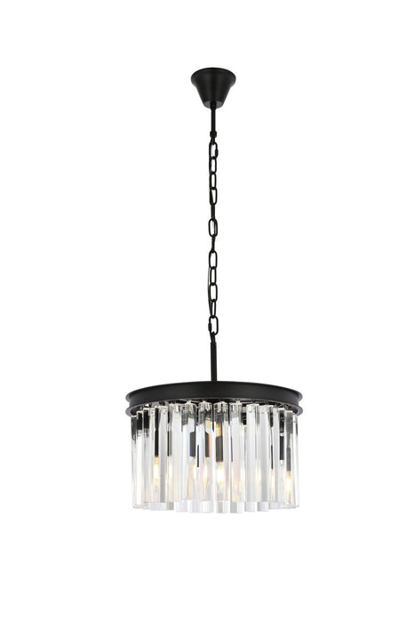Sydney 3-Light Pendant in Matte Black with Clear Royal Cut Crystal