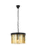 Sydney 3-Light Pendant in Matte Black with Golden Teak (Smoky) Royal Cut Crystal
