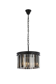 Sydney 3-Light Pendant in Matte Black with Silver Shade (Grey) Royal Cut Crystal