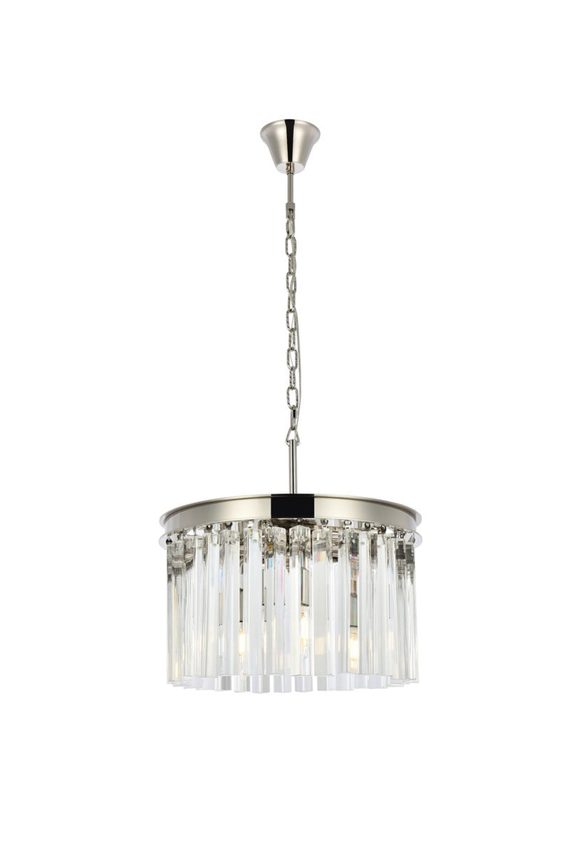 Sydney 3-Light Pendant in Polished Nickel with Clear Royal Cut Crystal