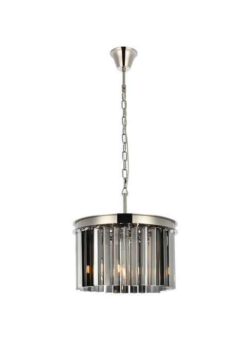 Sydney 3-Light Pendant in Polished Nickel with Silver Shade (Grey) Royal Cut Crystal