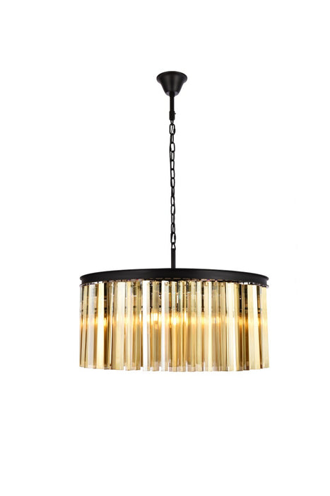 Sydney 8-Light Chandelier in Matte Black with Golden Teak (Smoky) Royal Cut Crystal