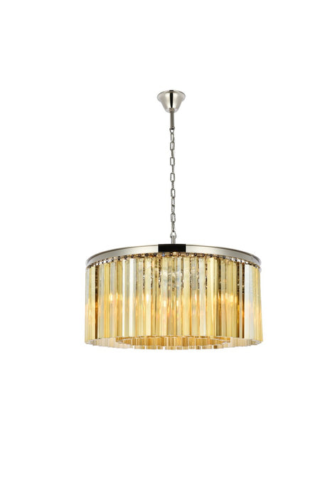 Sydney 8-Light Chandelier in Polished Nickel with Golden Teak (Smoky) Royal Cut Crystal