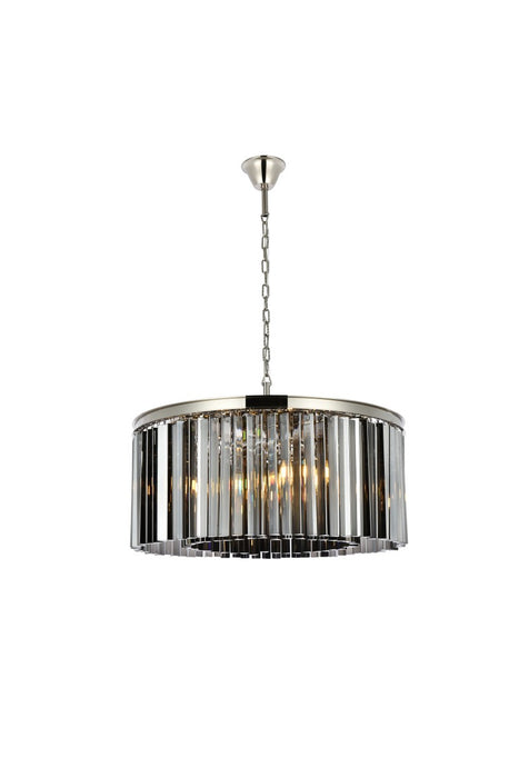 Sydney 8-Light Chandelier in Polished Nickel with Silver Shade (Grey) Royal Cut Crystal
