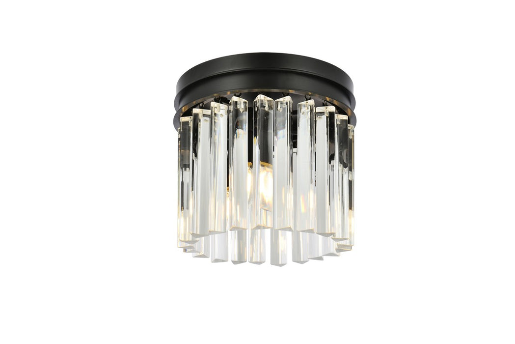 Sydney 3-Light Flush Mount in Matte Black with Clear Royal Cut Crystal
