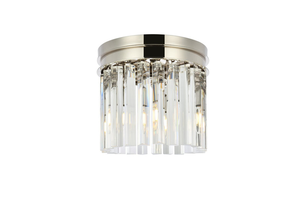 Sydney 3-Light Flush Mount in Polished Nickel with Clear Royal Cut Crystal