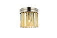 Sydney 3-Light Flush Mount in Polished Nickel with Golden Teak (Smoky) Royal Cut Crystal