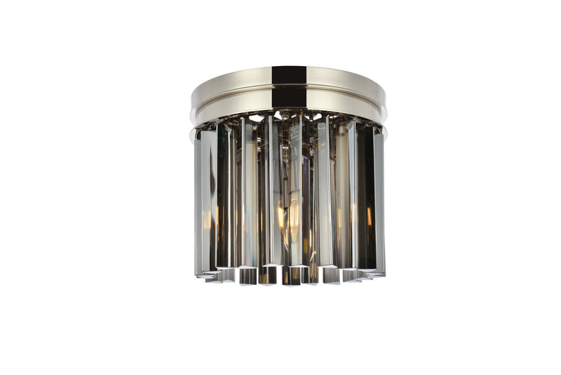 Sydney 3-Light Flush Mount in Polished Nickel with Silver Shade (Grey) Royal Cut Crystal