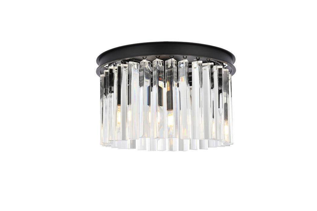 Sydney 3-Light Flush Mount in Matte Black with Clear Royal Cut Crystal