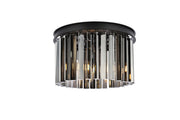 Sydney 3-Light Flush Mount in Matte Black with Silver Shade (Grey) Royal Cut Crystal