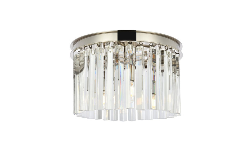 Sydney 3-Light Flush Mount in Polished Nickel with Clear Royal Cut Crystal
