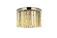 Sydney 3-Light Flush Mount in Polished Nickel with Golden Teak (Smoky) Royal Cut Crystal