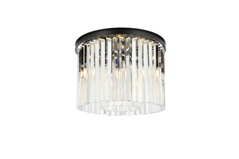 Sydney 6-Light Flush Mount in Matte Black with Clear Royal Cut Crystal