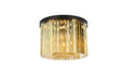 Sydney 6-Light Flush Mount in Matte Black with Golden Teak (Smoky) Royal Cut Crystal