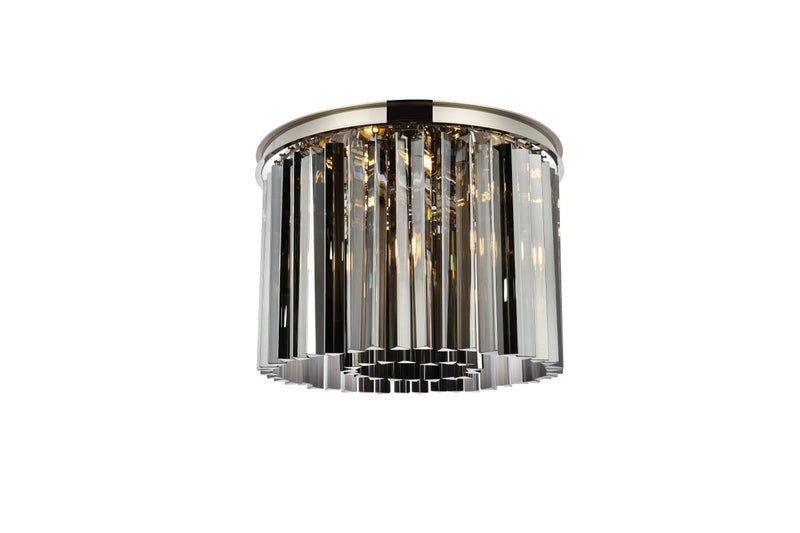 Sydney 6-Light Flush Mount in Polished Nickel with Silver Shade (Grey) Royal Cut Crystal