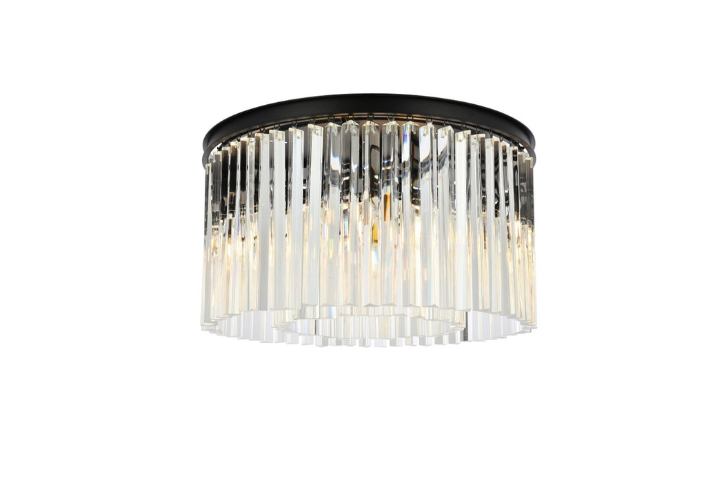Sydney 8-Light Flush Mount in Matte Black with Clear Royal Cut Crystal