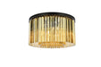 Sydney 8-Light Flush Mount in Matte Black with Golden Teak (Smoky) Royal Cut Crystal